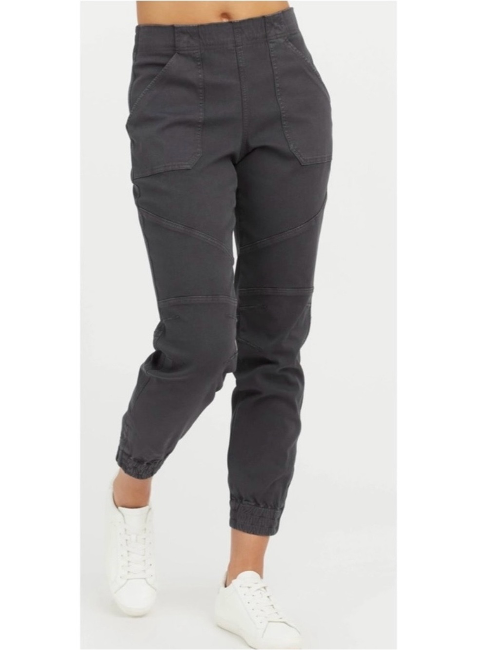NWT SPANX Stretch Twill Cargo Jogger in Washed Black Size L